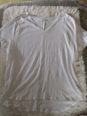 White V-Neck Women's Top